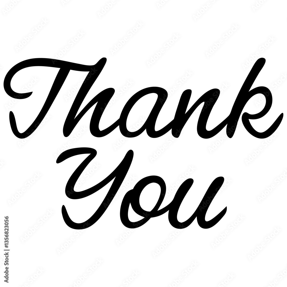 Cursive thank you text in black script isolated on white
Cursive thank you text in black script isolated on white