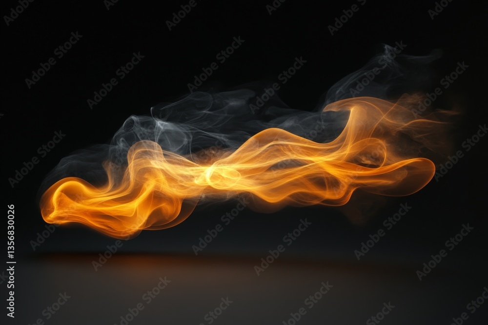 Fototapeta premium Colorful swirling smoke effect in dark background highlighting fluid shapes and movement
