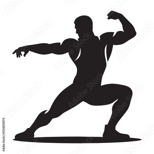 Champion Wrestler silhouette, ready to take on any challenger - Wrestler illustration - Minimalist Wrestler vector - Ultimate strength

