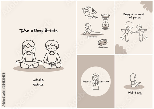 Wellbeing, Mental health awareness and selflove | vector file