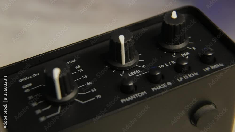 Professional sound card for voice and instrument processing, close-up