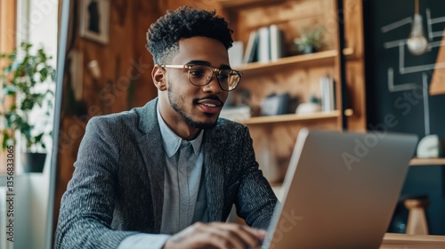 Candidate Practicing for Virtual Interview with Laptop