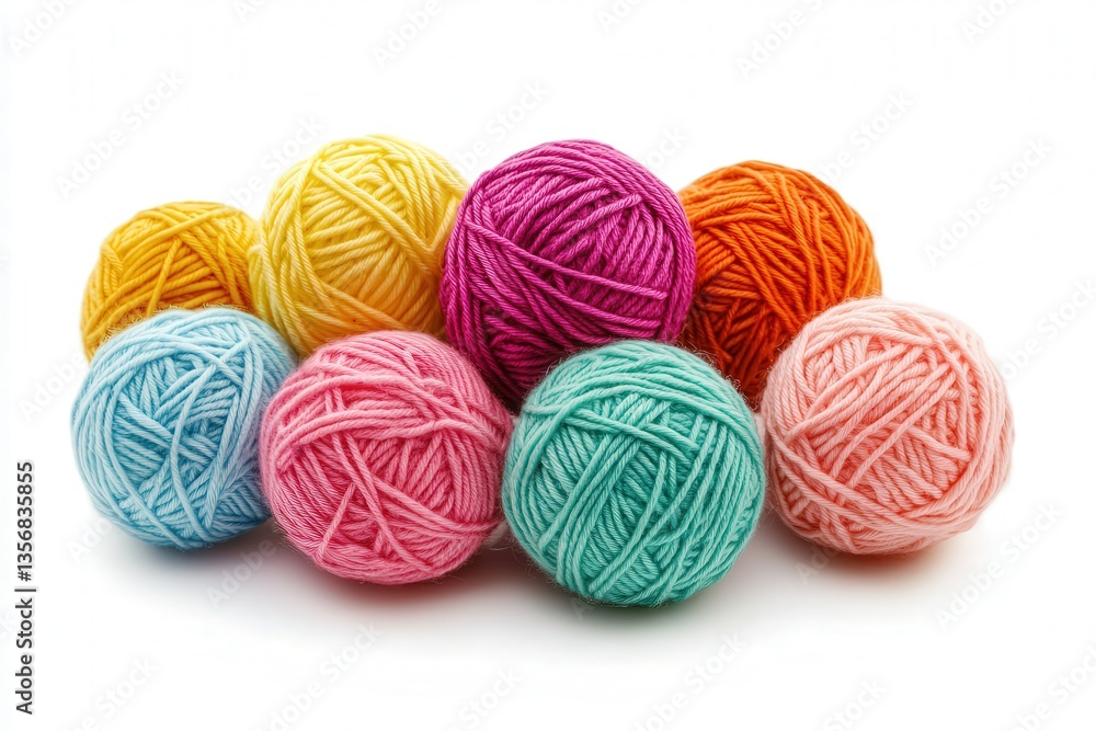 Various colored yarn balls arranged in a vibrant display. Various colored yarn balls arranged in a vibrant display.