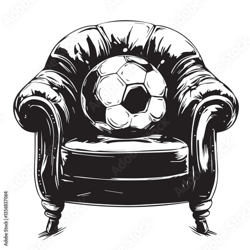 image of a chair with a soccer ball, vector, graphics
