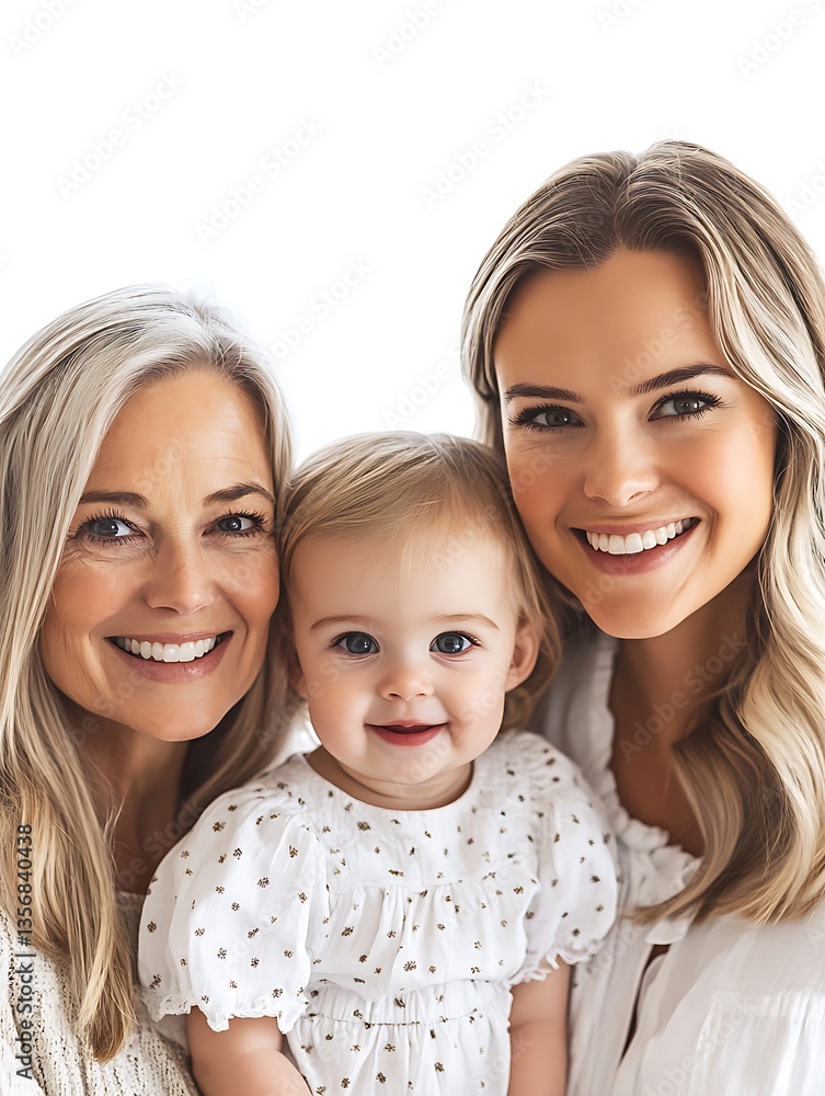 Three Generations Of Smiling Women Posing Together For A Photo Three Generations Of Smiling Women Posing Together For A Photo
