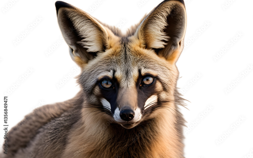 Fototapeta premium Bat-eared Fox isolated on a empty plain background