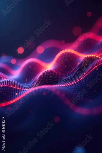 Abstract technology background with colorful audio waveforms flowing and intersecting, representing sound and music visualization,  colorful, abstract