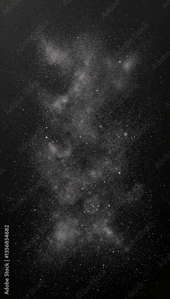 Grainy chalk particles creating a cosmic texture on black background, surrealism Grainy chalk particles creating a cosmic texture on black background, surrealism