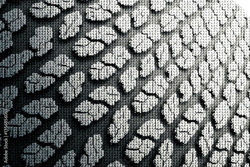 Abstract vector tire background with realistic tire tread pattern in black and white color,  pattern,  illustration