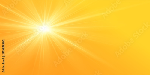 Abstract sunny sky. Bright and warm light.Sunny orange summer background 