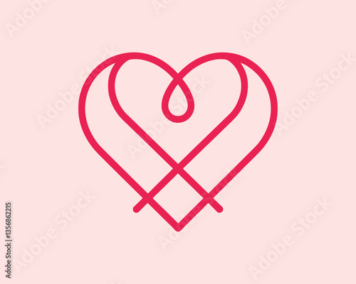 Heart logo design icon symbol vector template. Outline love heart logo vector icon illustration