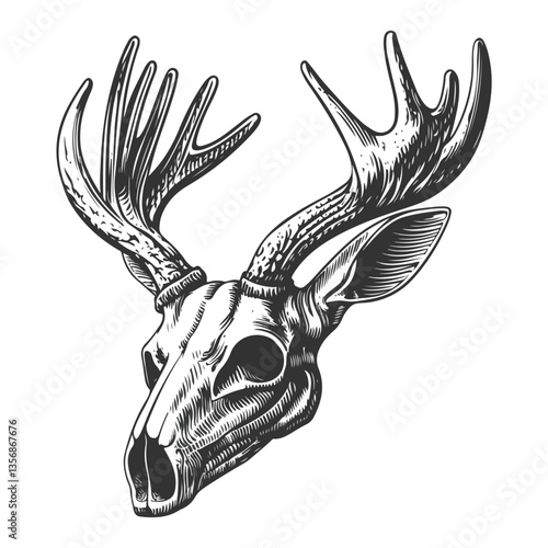 deer skull with horns