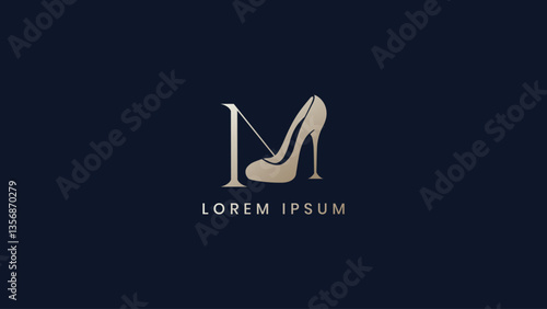 letter m with high heels logo design, woman heels logo, m fashion brand logo design