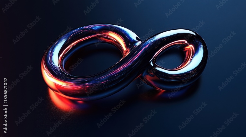 Fototapeta premium Iridescent Infinity, Chromatic Reflections on a M,bius Loop Symbol