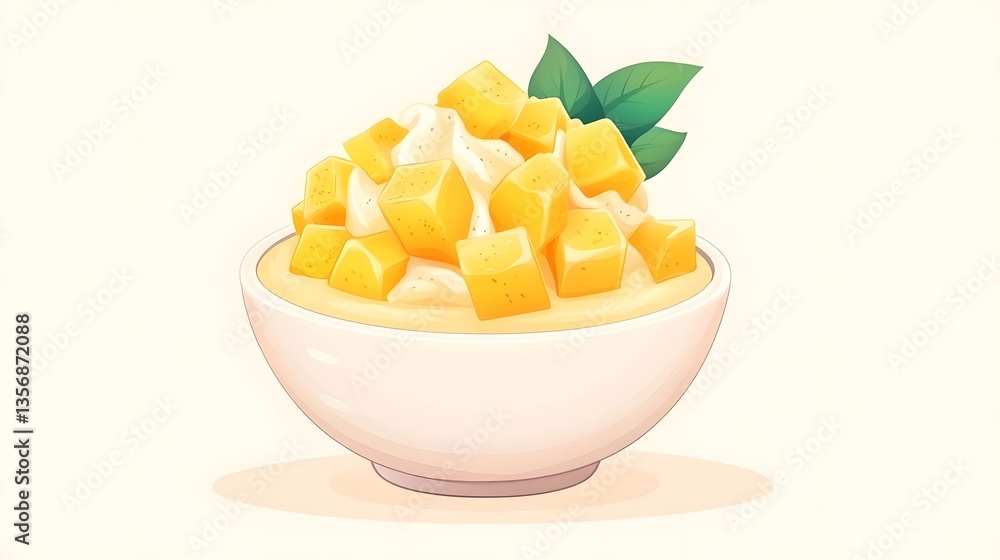 Delicious Mango Bingsu with Sweet Mango Bites - A Refreshing Korean Dessert Delicious Mango Bingsu with Sweet Mango Bites - A Refreshing Korean Dessert