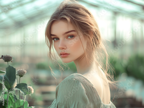 Obraz na płótnie Ethereal Beauty in a Greenhouse w salonie