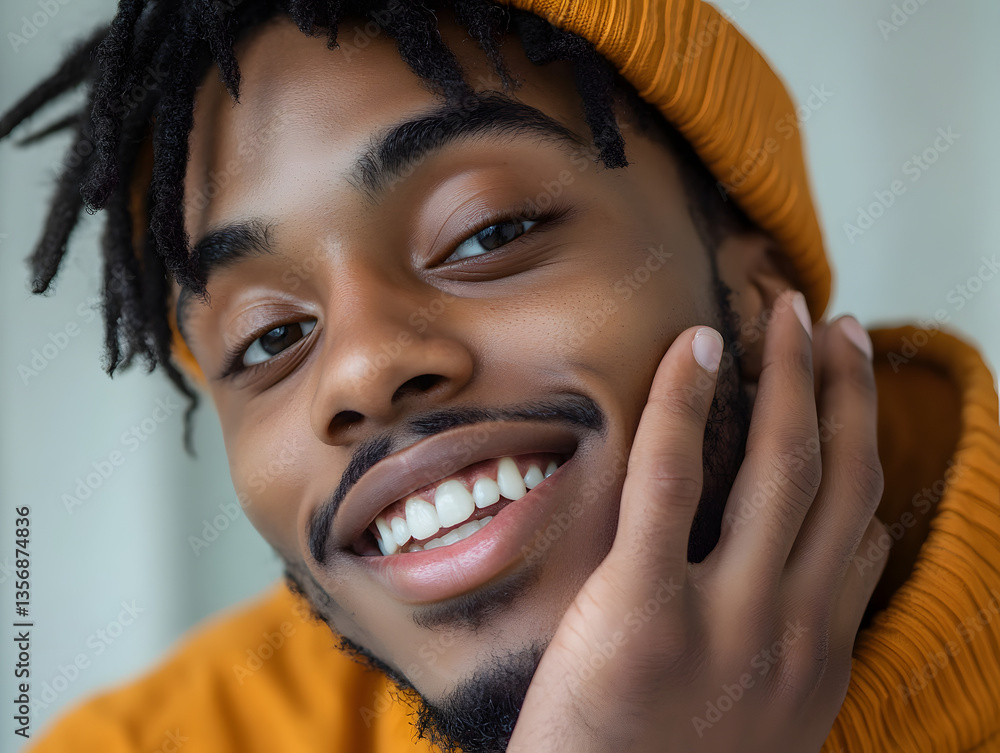 Radiant Confidence: Young Man Enjoying Skincare Routine
