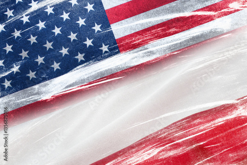United States of America flag and Poland flag togethe