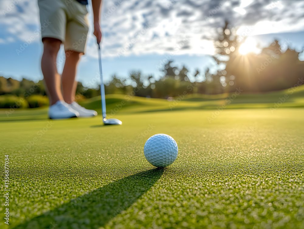 Precision on the Green: Man Aiming for the Flagstick