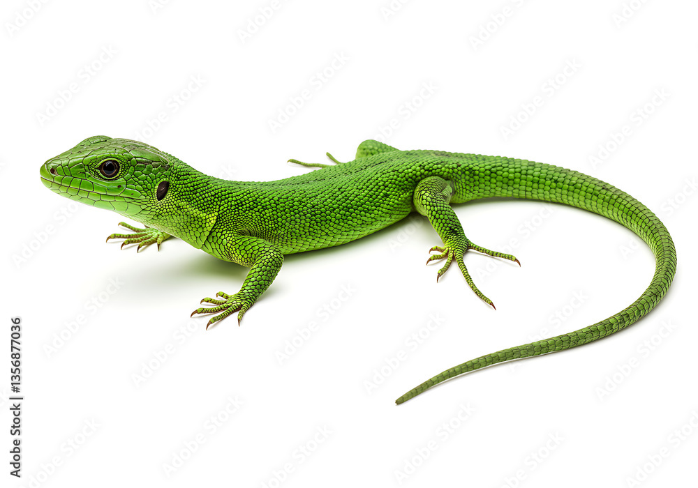 Fototapeta premium green lizard on a white background