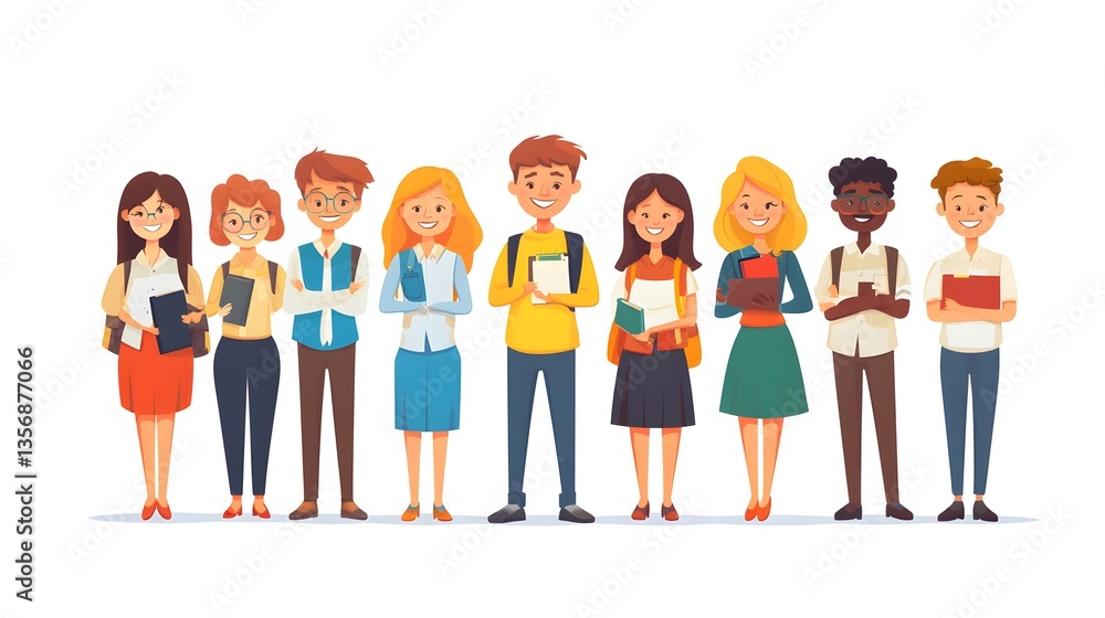 Fototapeta premium Professional portrait of a diverse group of happy school staff teachers for educational purpose