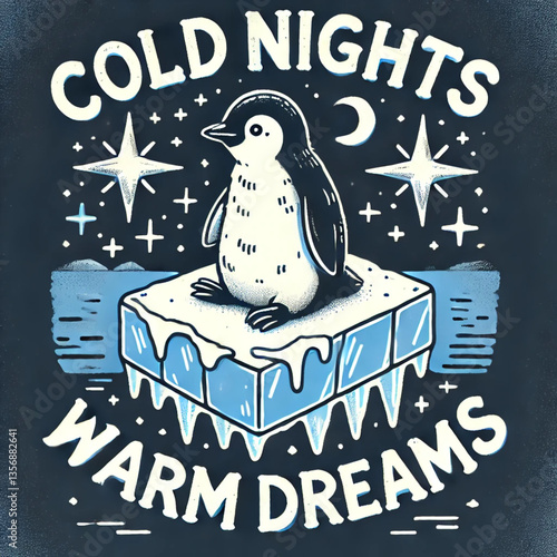 penguin on a stamp,t-shirt design,POD,print on demand