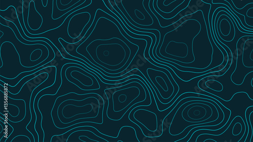 Topographic line background. Topography lines map. Contour geographic texture. Mountain pattern. Topograph terrain. Conditional relief geography. Geometric contours waves path. Vector illustration