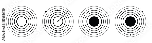 Radar icon. Sonar sound waves icon. Vector Illustration