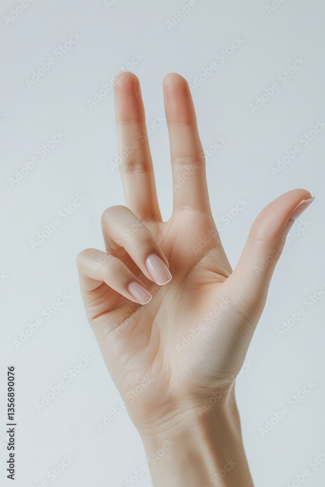 Naklejka premium female hand showing hi sign background photo