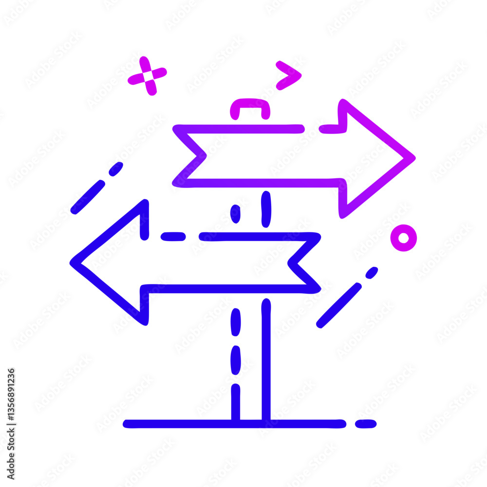 Colorful Directional Signpost with Arrows in Modern Style Colorful Directional Signpost with Arrows in Modern Style