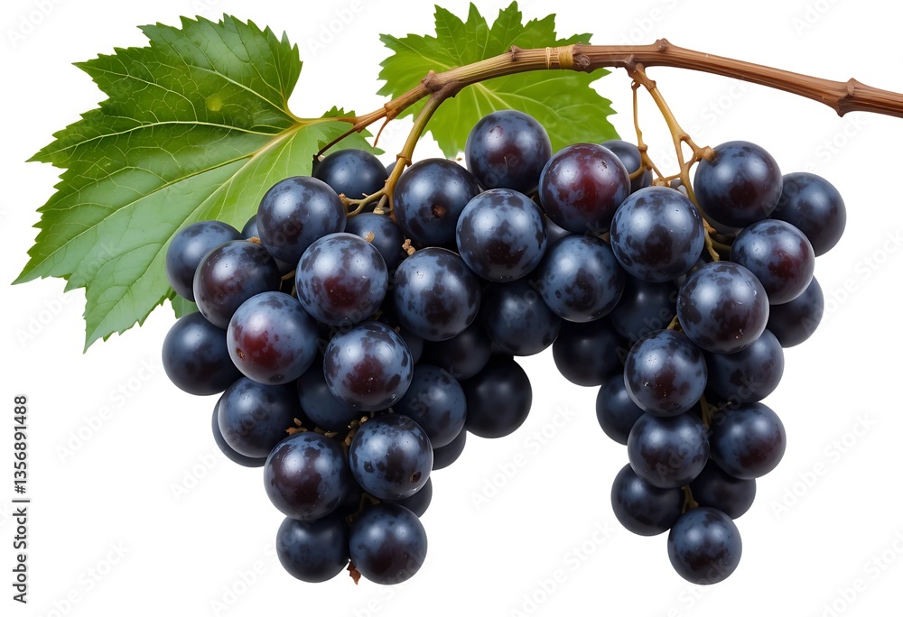 Fototapeta premium A Shiny Black Grapes Isolated on White Background
