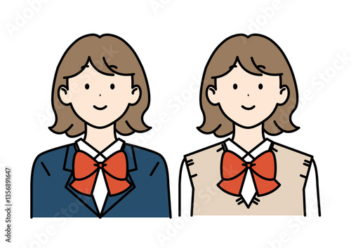 短髪の茶髪高校生の女の子