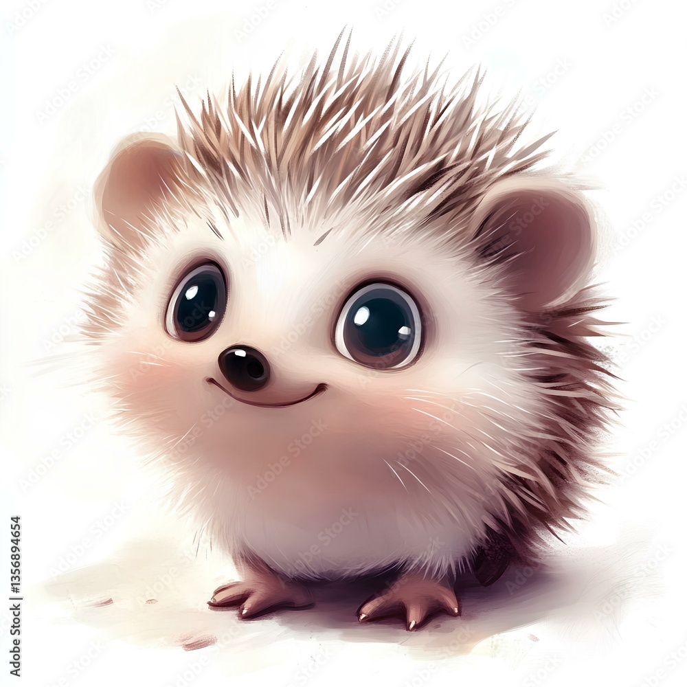 Cute baby Fluffy hedgehog character, cartoon, webtoon, illustration.