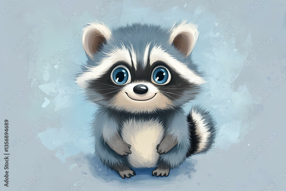 Cute baby Chubby raccoon character, cartoon, webtoon, illustration