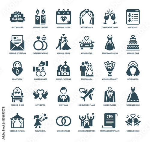 wedding icon set, Invitation Ring Engagement