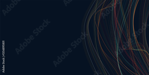 Technology background. Big data visualization concept. Lots of dots and fibers on a blue background