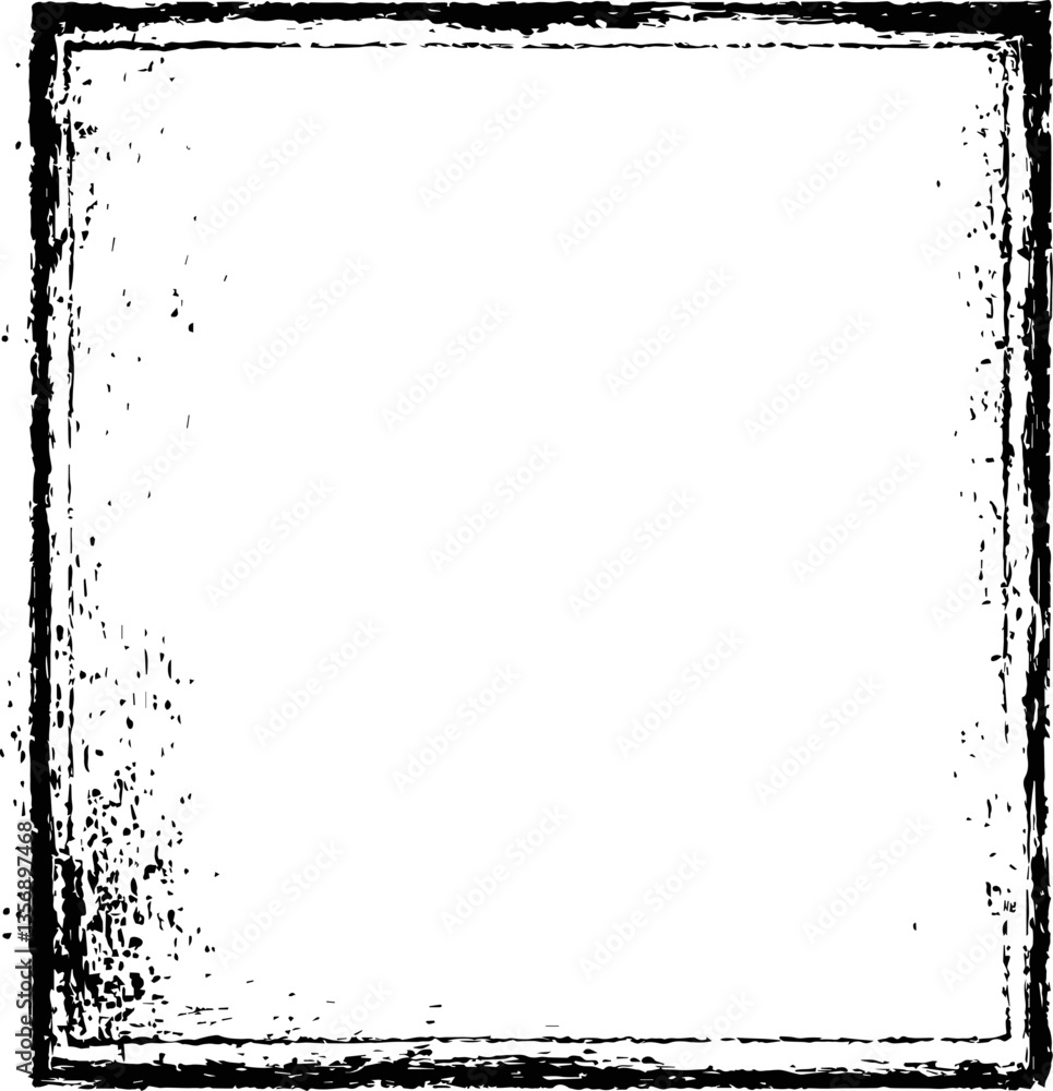 Obraz premium Black square frame with a distressed or grunge texture, surrounded by a white border and a thin gray line.