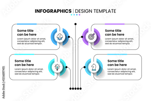 Infographics template. Technology tree with 4 banners