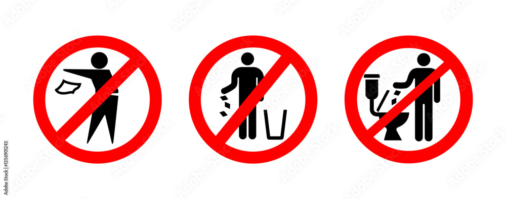 do not litter no littering rubbish trash logo toilet sign symbol set classic vector on transparent background do not litter no littering rubbish trash logo toilet sign symbol set classic vector on transparent background