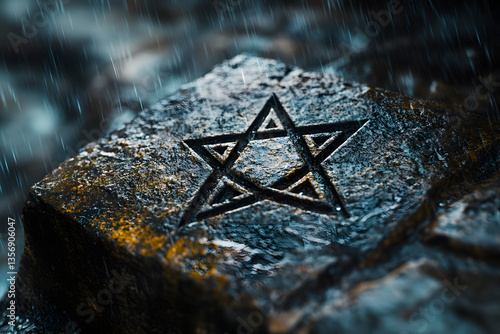 Star of David engraved on a stone