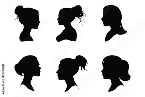 Female Silhouette Set – Women’s Profile Vector Collection