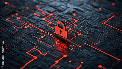 Obraz na płótnie digital representation of secure network featuring prominent lock symbol, conveying sense of safety and protection in technology w salonie