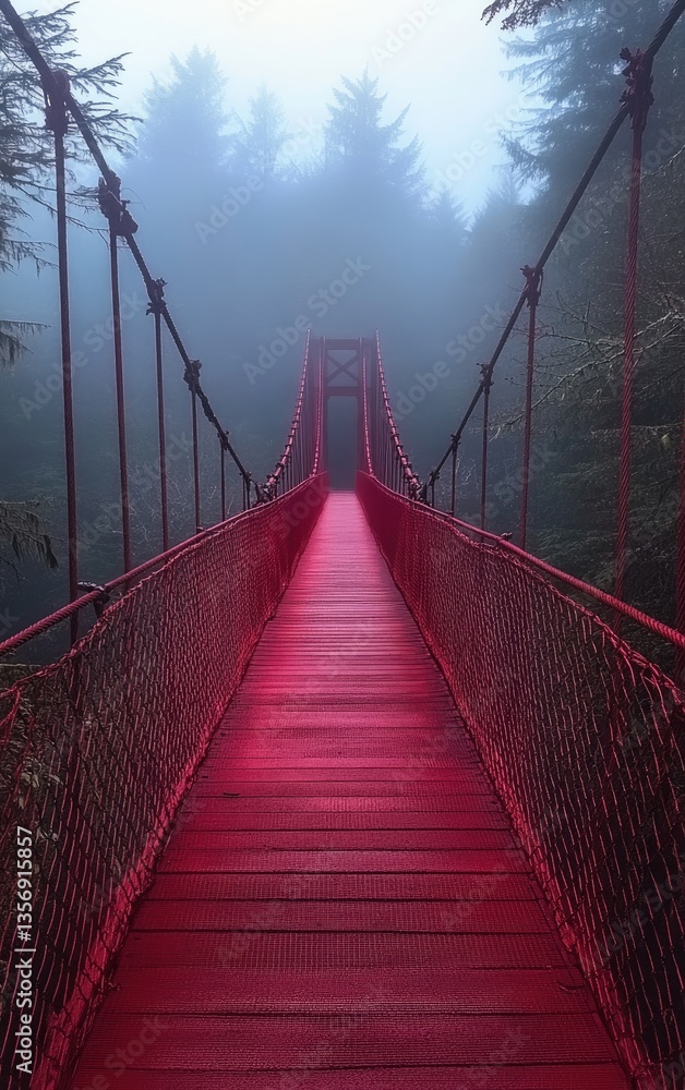 Obraz premium suspension bridge in the fog
