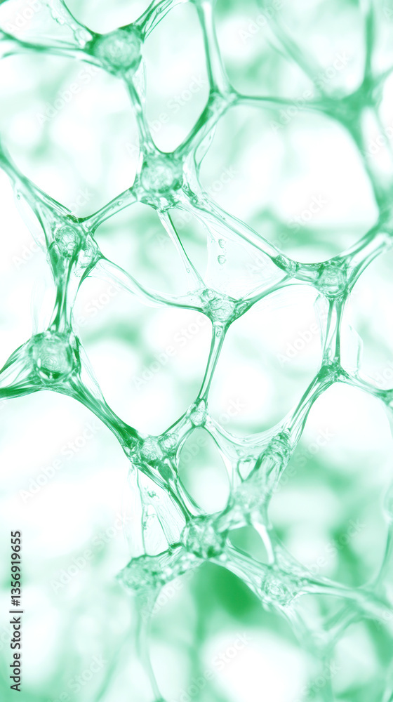 Abstract green organic texture resembling cellular structure with translucent interconnected patterns Abstract green organic texture resembling cellular structure with translucent interconnected patterns