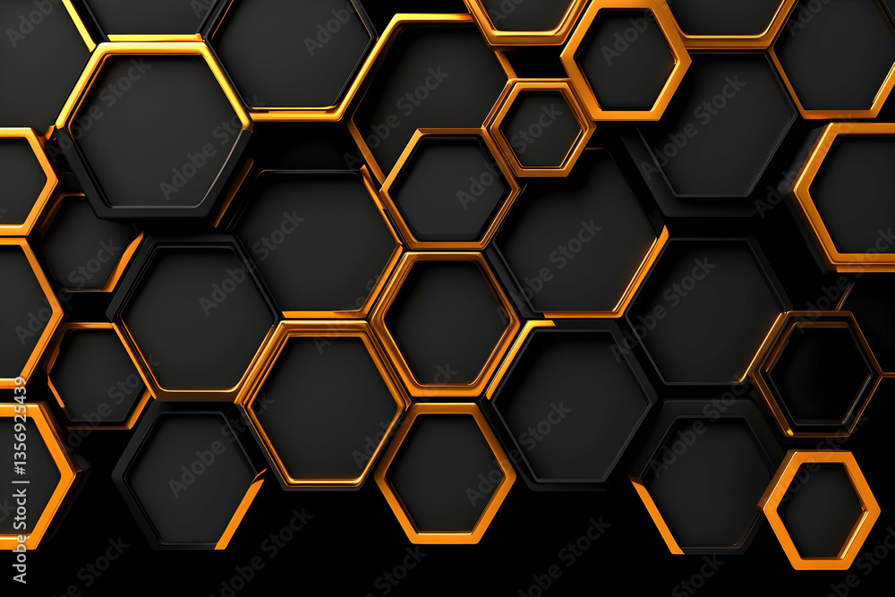 Abstract black and gold hexagon pattern Abstract black and gold hexagon pattern