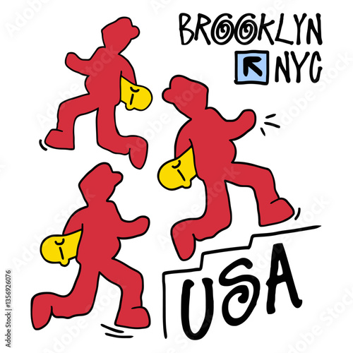 A group of skaters graphic design with Street Art and Pop Art concepts. Vector