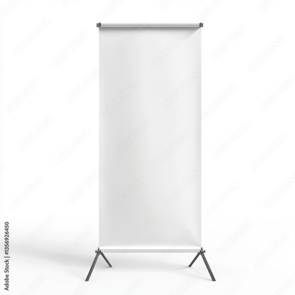 Empty Banner Display: A clean, blank banner stand, ready for your message, isolated to highlight the advertisement surface with its clean lines and inviting emptiness. Empty Banner Display: A clean, blank banner stand, ready for your message, isolated to highlight the advertisement surface with its clean lines and inviting emptiness.
