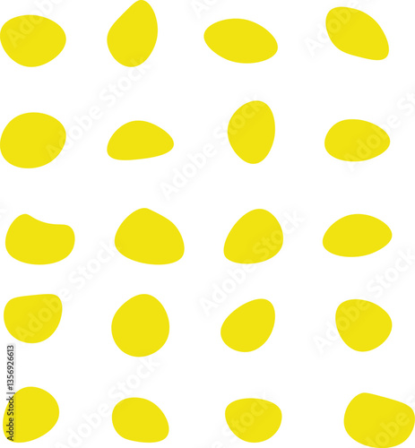  Collection of paint liquid yellow speech blotch spot irregular vector form isolated on transparent background, random cube drops simple elements, organic amoeba blob shape in modern style fluid dynam