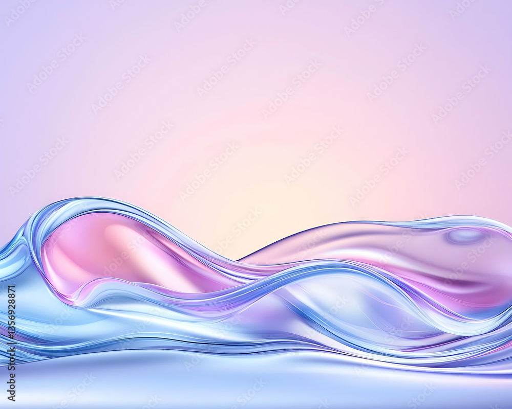 Naklejka premium Abstract pastel wave, iridescent fluid, flowing liquid