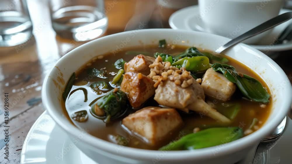 Delicious Tofu and Vegetable Stew in a Bowl A Close Up Shot of a Savory Asian Cuisine Dish Delicious Tofu and Vegetable Stew in a Bowl A Close Up Shot of a Savory Asian Cuisine Dish